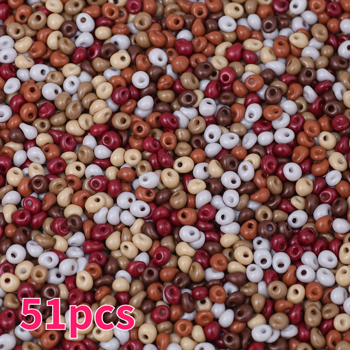 51pcs Colorful Glass Medium-Hole Waterdrop Beads for DIY Jewelry Making